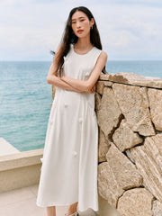 Women's 3D Flower White Vest Dress