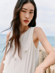 Women's 3D Flower White Vest Dress