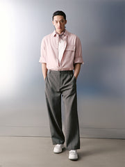 Men's Pink Letter Embroidered Shirt