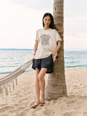 Women's A-line wide-leg denim shorts