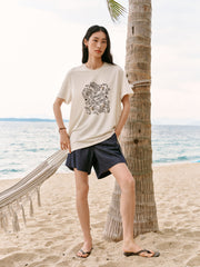 Women's A-line wide-leg denim shorts