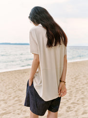 Women's A-line wide-leg denim shorts