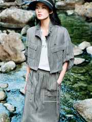 Women's High-Waisted Acetate Utility Skirt