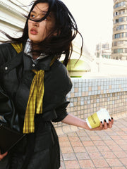Women's Commuter Striped Detachable Scarf Shirt