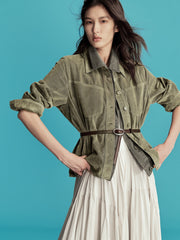 Women's Casual Grey-Green Denim Skirt