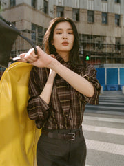 Women's Casual Wheat-Check Shirt