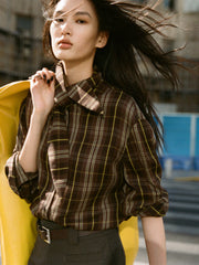 Women's Casual Wheat-Check Shirt