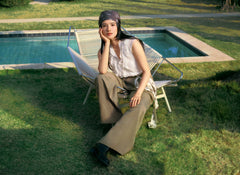 Women's wide-leg casual pants with a scarf