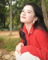 Women's Pure Wool Cropped Stand-Collar Cardigan