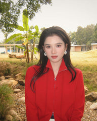 Women's Pure Wool Cropped Stand-Collar Cardigan