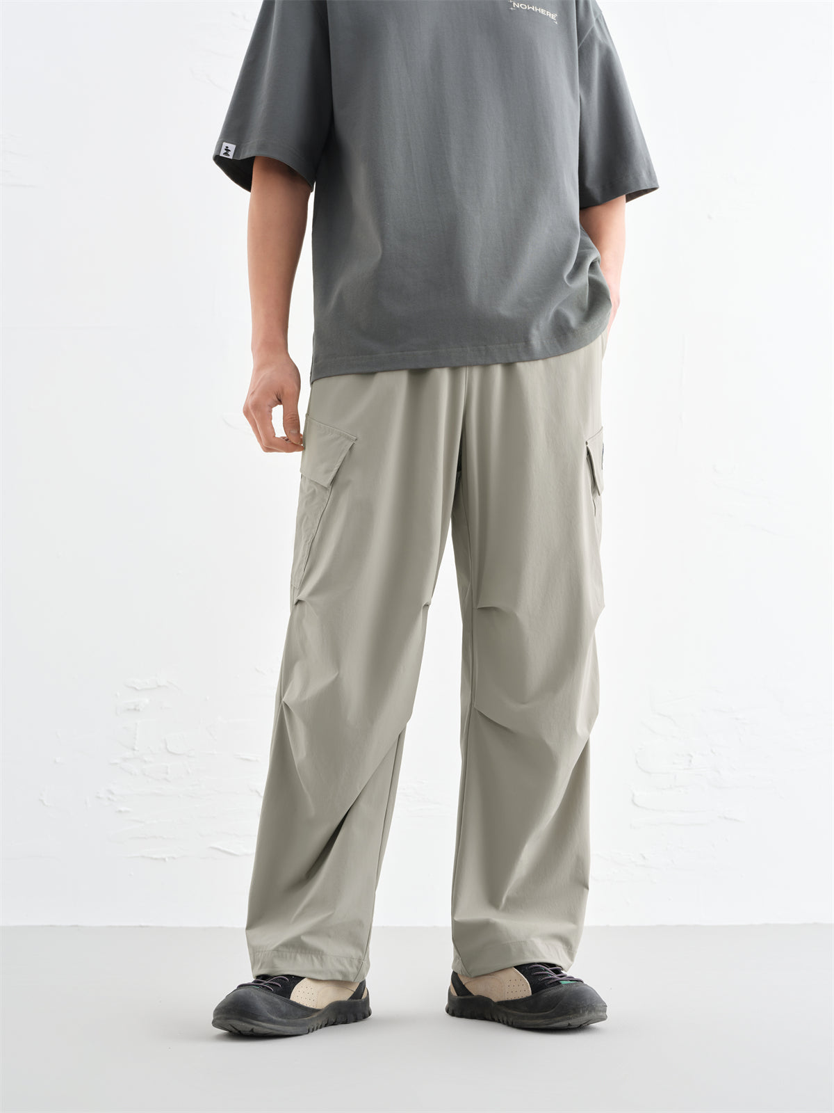 Men's Khaki Utility Pants with Patch Pockets