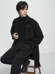 Men's Black Wool-Blend Coat