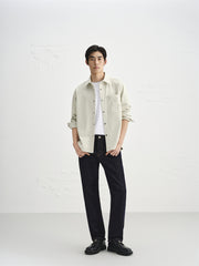 Men's High-Stretch Jacquard Faux Suede Shirt