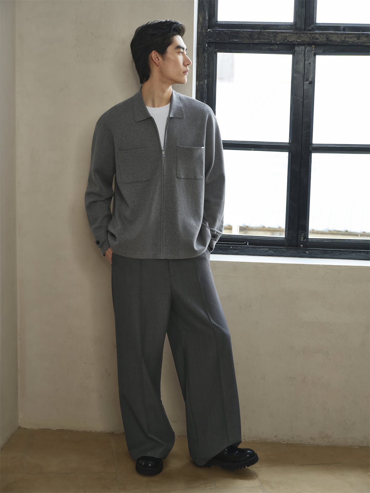 Men's Solid Oversized Knit Cardigan