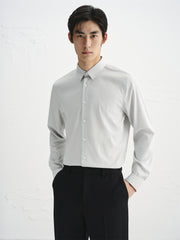 Men's Gray Embroidered Long-Sleeve Shirt