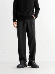 Men's Black Suit Pants in 3D Jacquard
