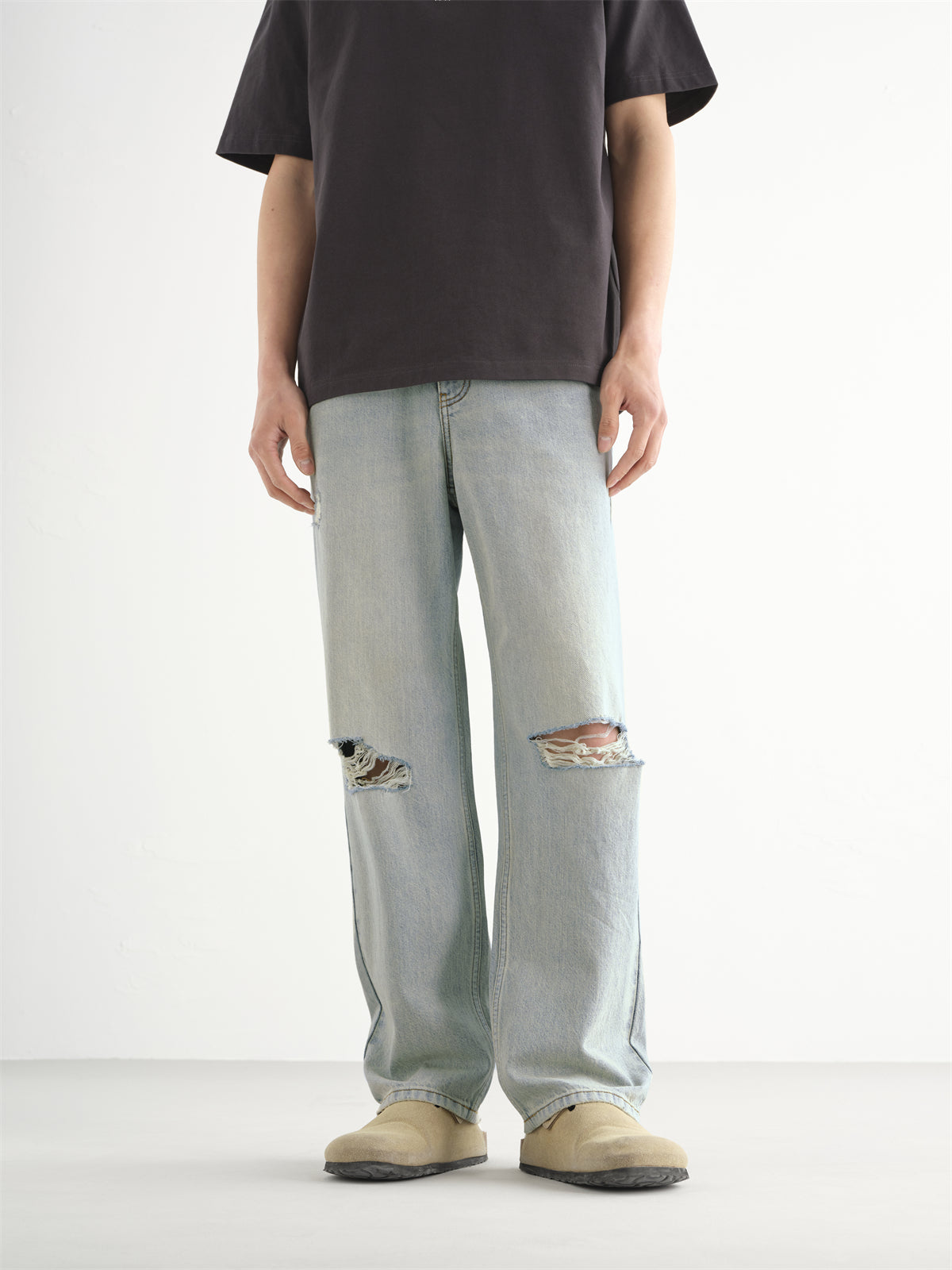 Men's Distressed Straight-Leg Cone Denim Jeans