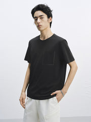 Men's Solid T-Shirt with Bonded Pocket