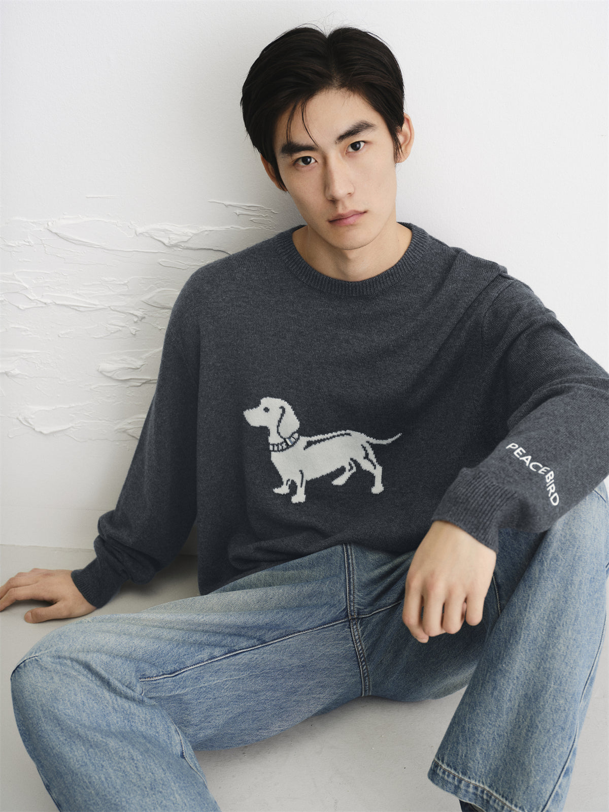 Men's Wool-Blend Jacquard Sweater