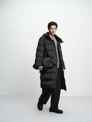 Men's Long Thermal Hooded Goose Down Coat