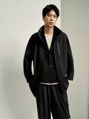 Men's Long Hooded Drawstring Trench Coat