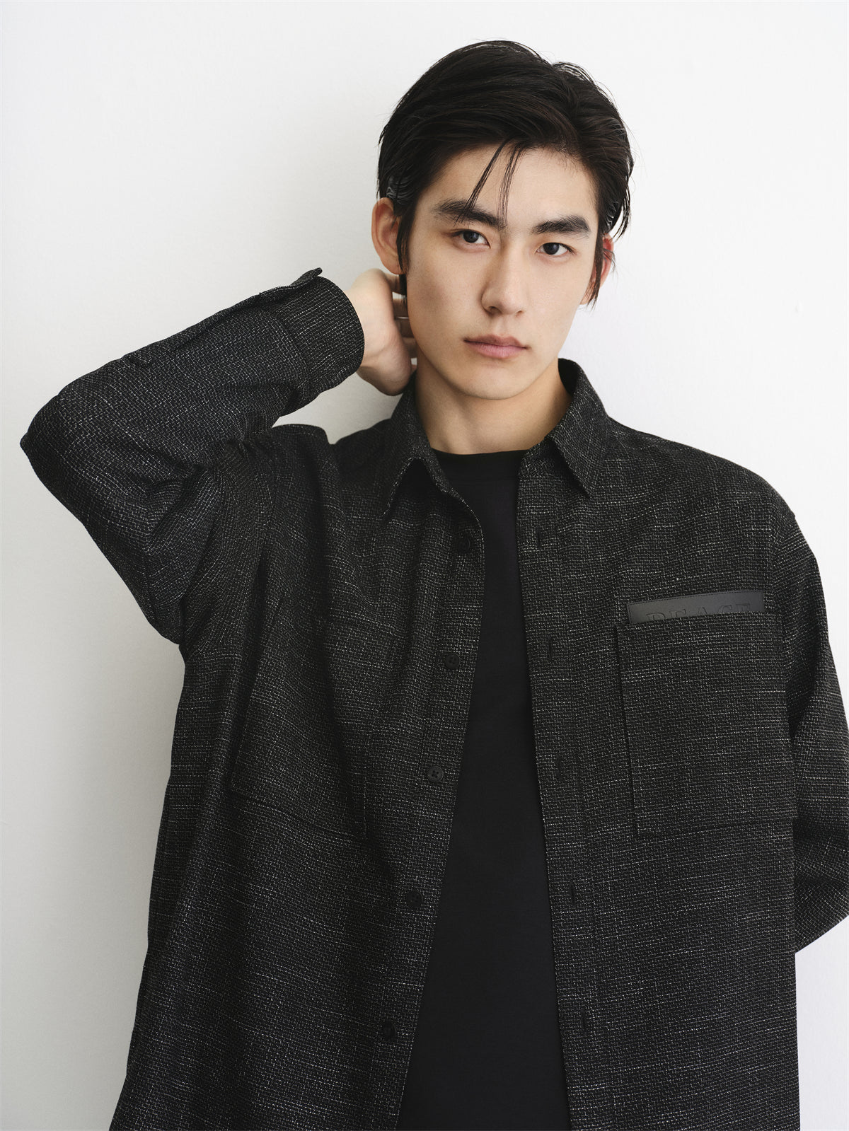 Men's Tweed-Inspired Brushed Yarn-Dyed Shirt