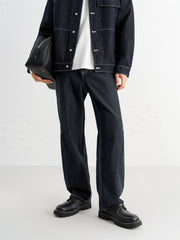 Men's Cotton Straight-Leg Jeans with Contrast Topstitching