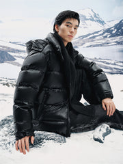 Men's Glossy Hooded Goose Down Jacket