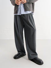 Men's Grey Relaxed Tapered Suit Pants