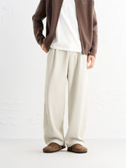 Men's Beige Textured Wide-Leg Sweatpants