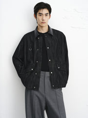 Men's Barn-Inspired Denim Jacket with PU Collar