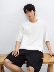 Men's Solid Panelled T-Shirt with Mini Badge