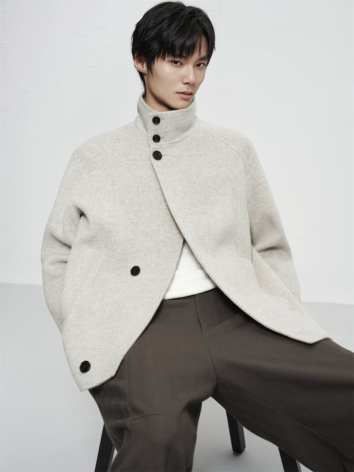 Men's Mid-Length Wool¨CCamel Hair Blend Coat