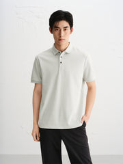 Men's Allover Letter Jacquard Polo Shirt