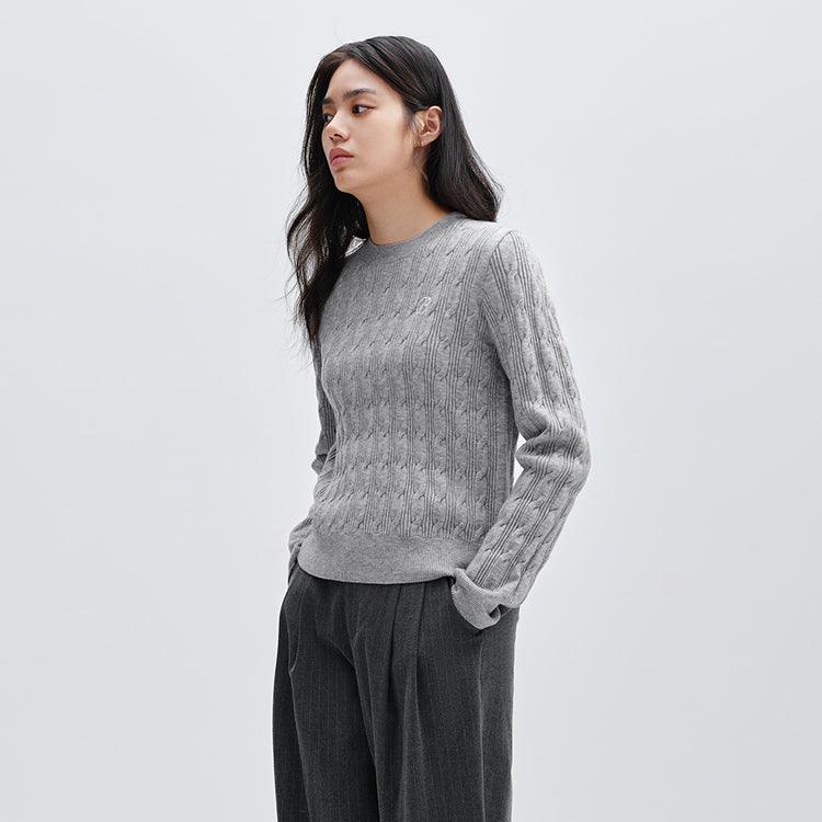 Women's Gray Cable Knit Pullover