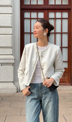 Women's Short Tweed Knit Jacket