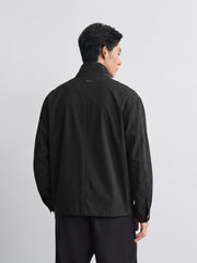 Men's Commuter Black Plaid Textured Jacket