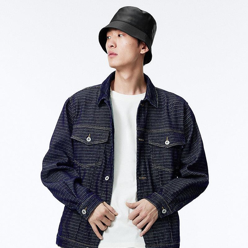 Men's Textured Jacquard Denim Jacket