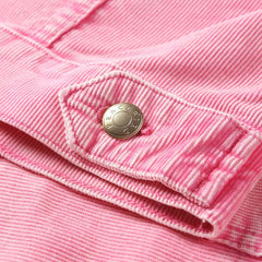 Women's Pink Corduroy Washed Denim Jacket