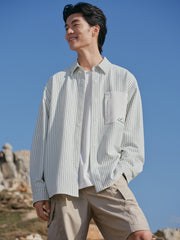 Men's Pinstripe Embroidered Shirt