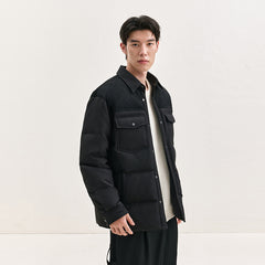 Men's Spliced Textured Puffer Jacket