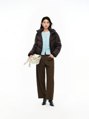 Women's Wide-Leg Curved Pants with Belt