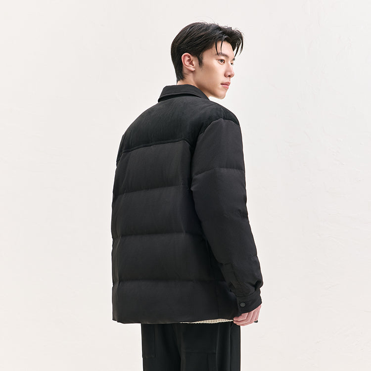 Men's Spliced Textured Puffer Jacket