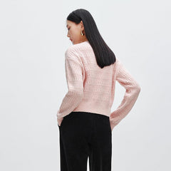 Women's Pink Cable Knit Cardigan