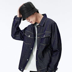 Men's Textured Jacquard Denim Jacket