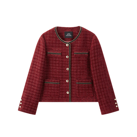*US Final Sale* Women's Chenille Plaid Textured Jacket