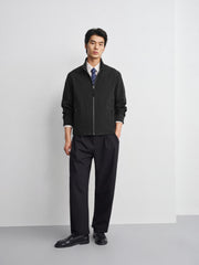 Men's Commuter Black Plaid Textured Jacket