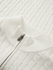 Men's Beige Wool-Blend Cable Knit Sweater