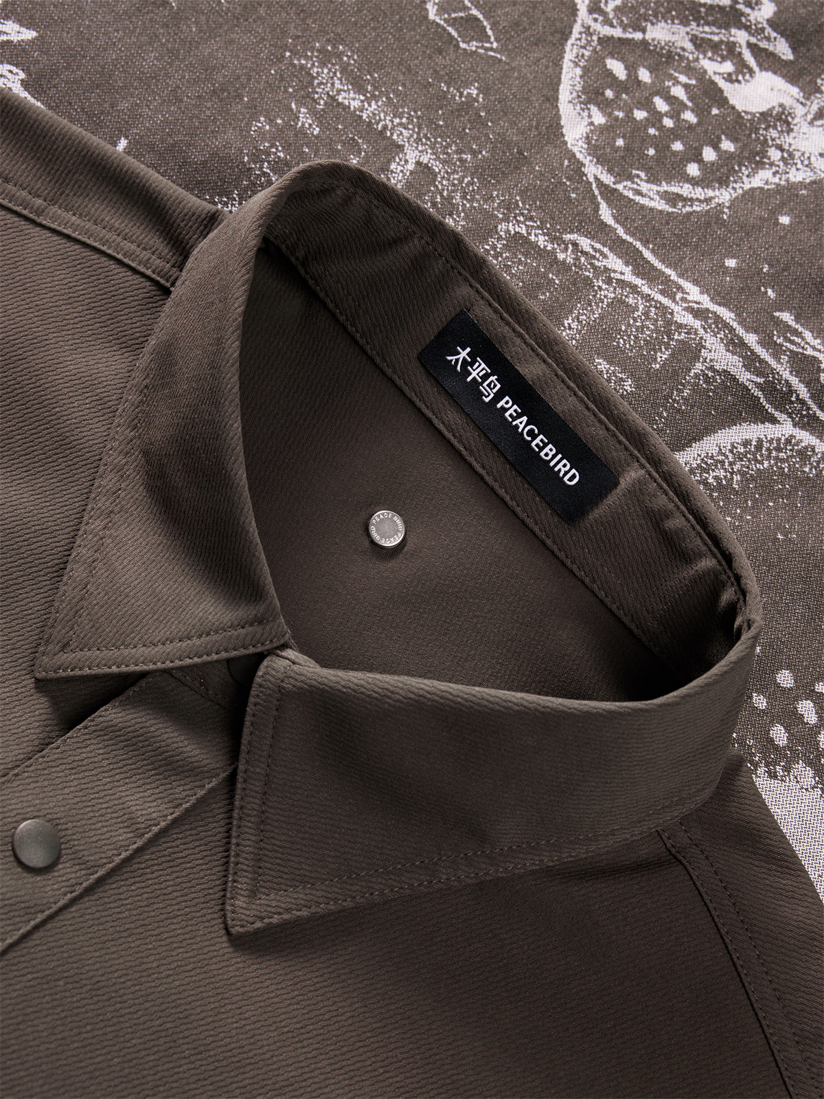 Men's Jacquard-Panel Spliced Shirt