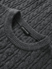 Men's Cable-Knit Contrast-Stripe Sweater